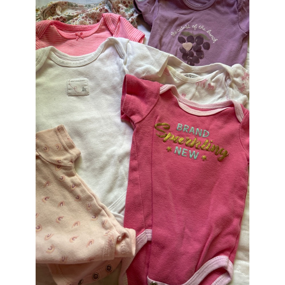 Lot of 8 Baby Girls Bodysuits 3 Months Carters Burts Bees Childrens Place #3 - Picture 2 of 6